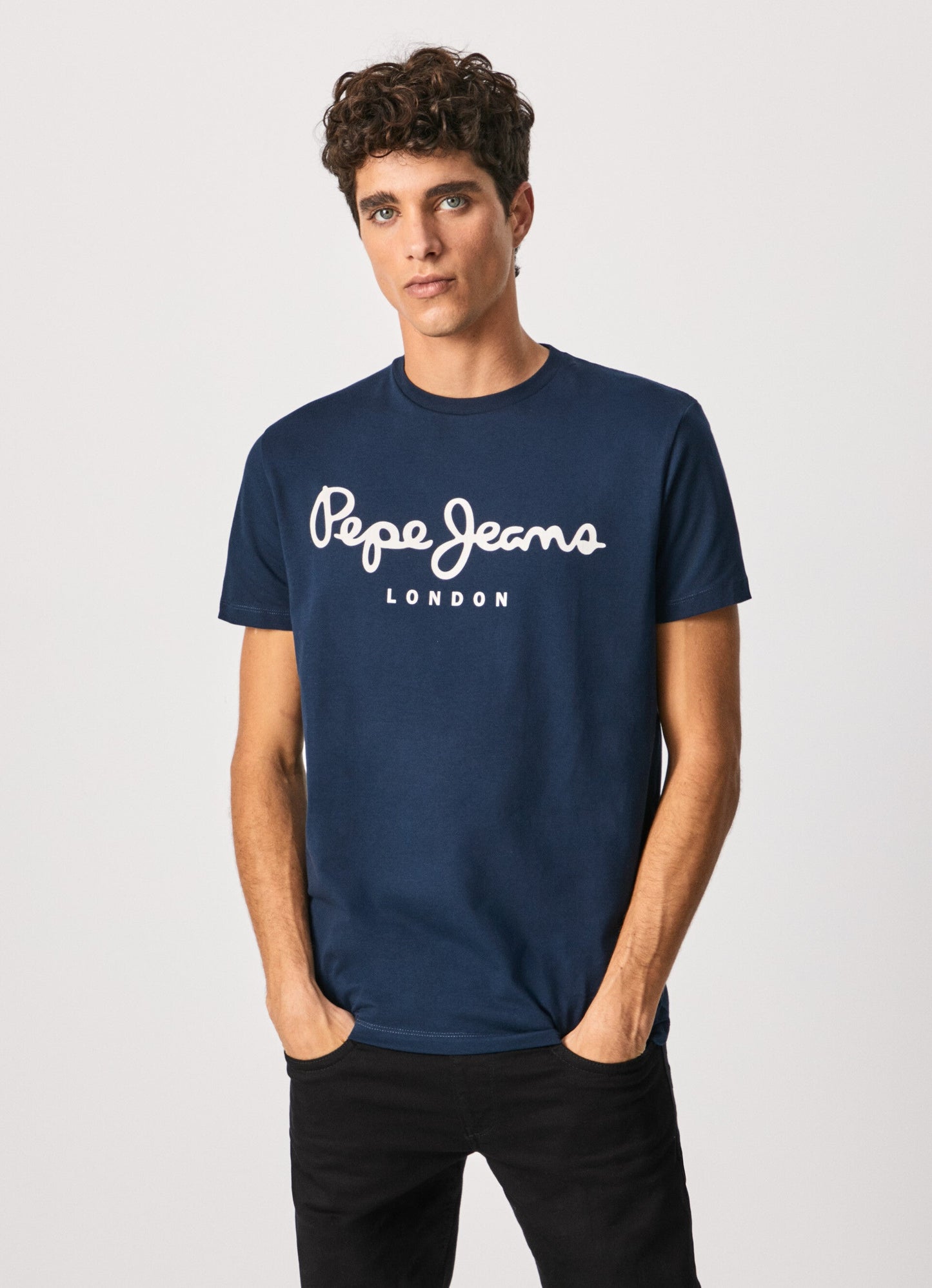 PEPE JEANS ORIGINAL STRETCH N LOGO T-SHIRT REGULAR FIT | NAVY BLUE