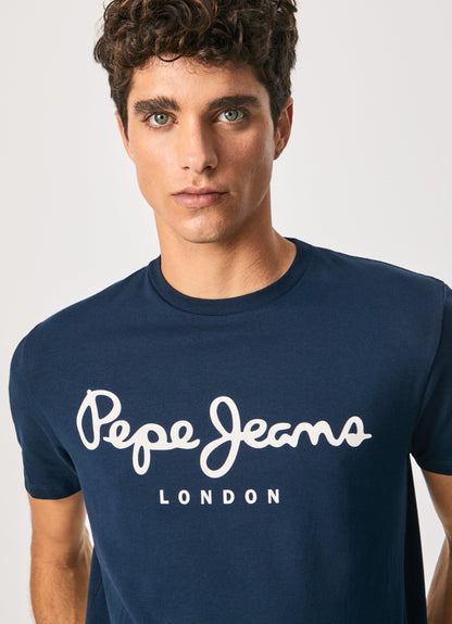 PEPE JEANS ORIGINAL STRETCH N LOGO T-SHIRT REGULAR FIT | NAVY BLUE