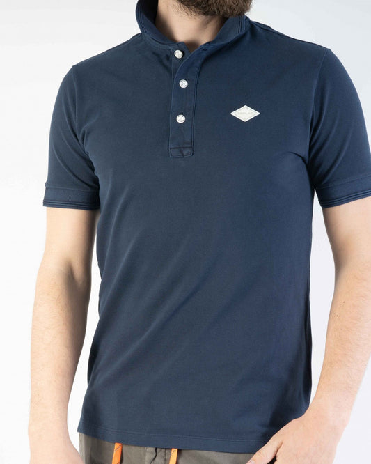 REPLAY.- DYED C0TT0N PIQUET SHORT SLEEVE POLO | NAVY BLUE