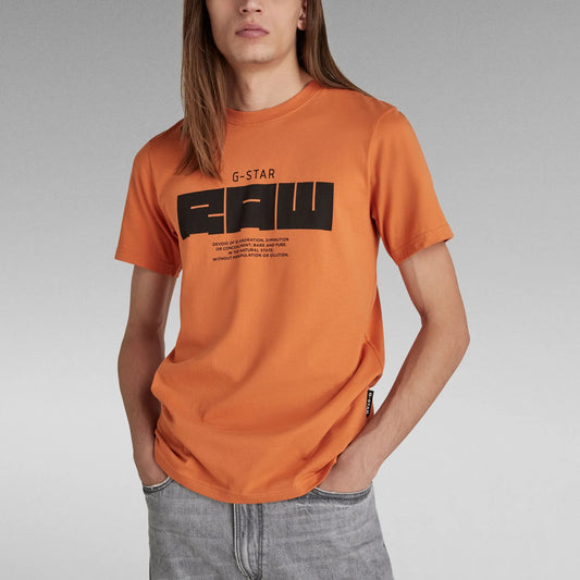 G-STAR RAW T-SHIRT SLIM FIT CREW NECK-ORANGE