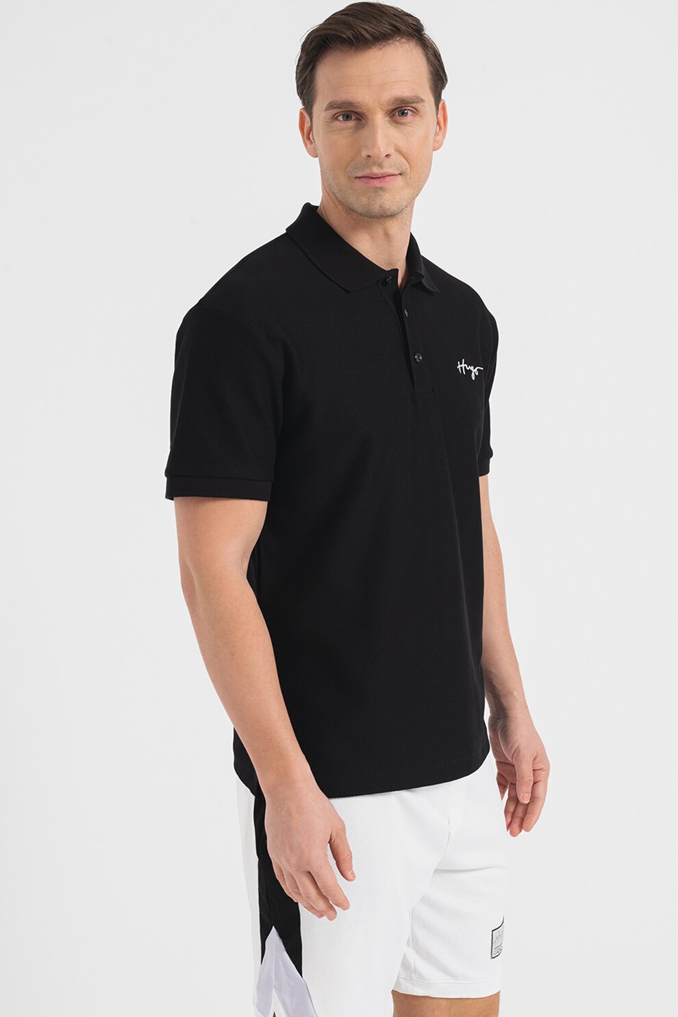 HUGO BOSS REGULAR FIT POLOS IN COTTON - DAIPO | BLACK