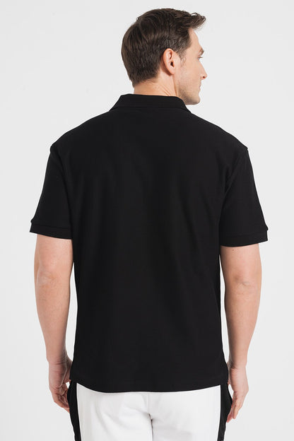 HUGO BOSS REGULAR FIT POLOS IN COTTON - DAIPO | BLACK