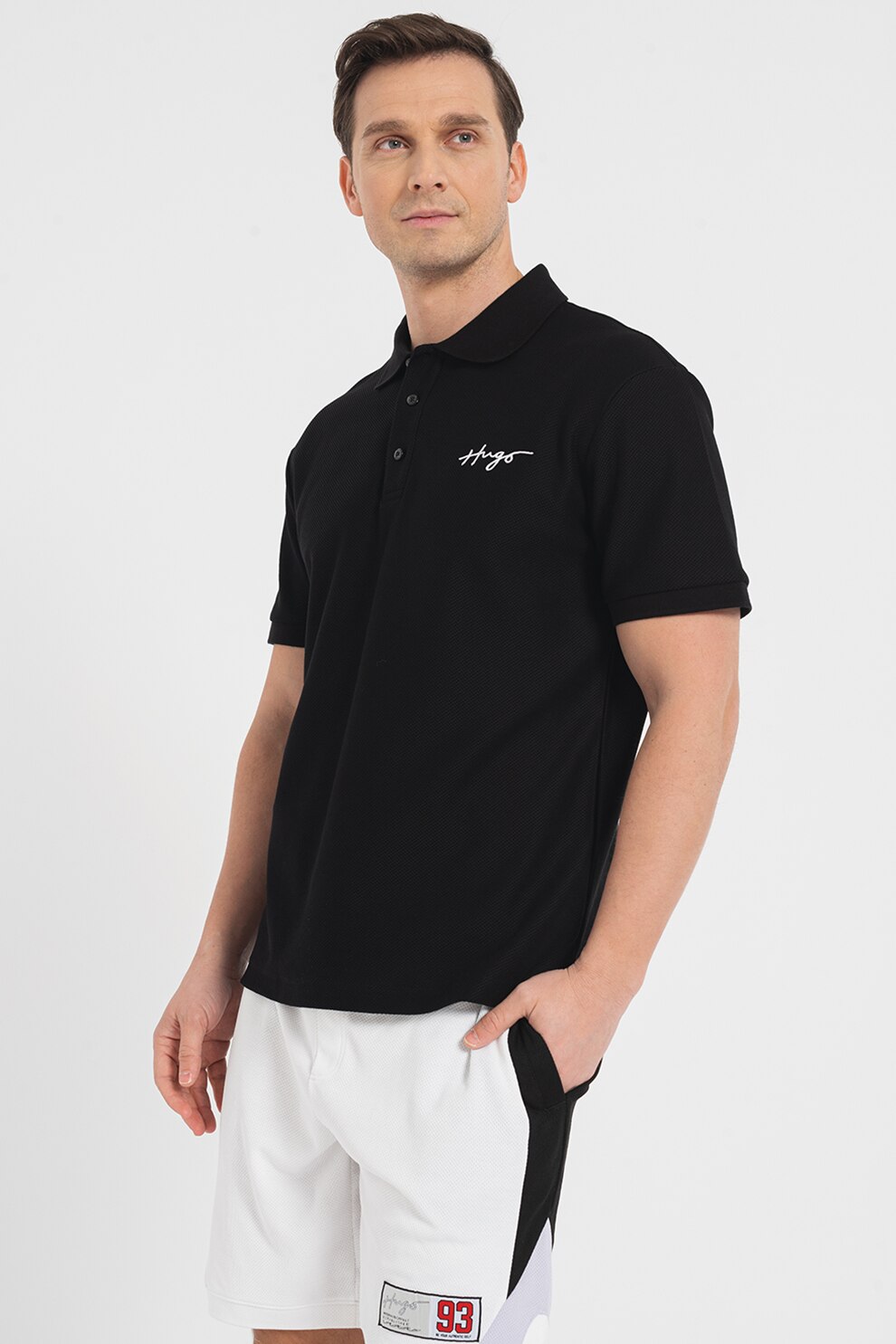 HUGO BOSS REGULAR FIT POLOS IN COTTON - DAIPO | BLACK