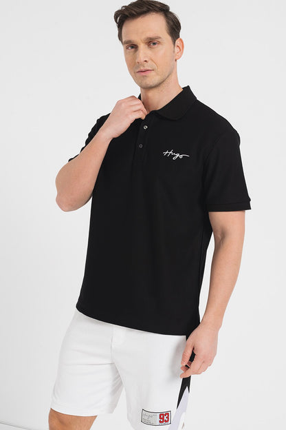 HUGO BOSS REGULAR FIT POLOS IN COTTON - DAIPO | BLACK