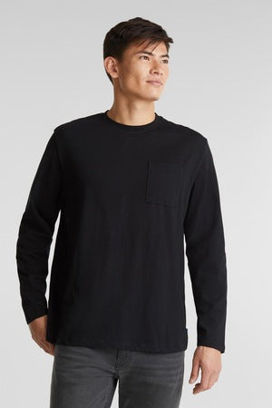 ESPRIT MEN JERSEY T-SHIRT WITH FRONT PRINT | BLACK