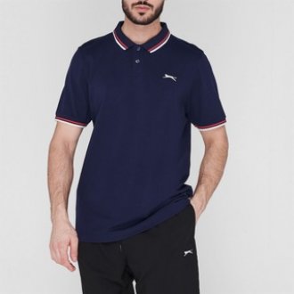 SLAZENGER.- Men's Polo Tipped Shirt | DARK BLUE