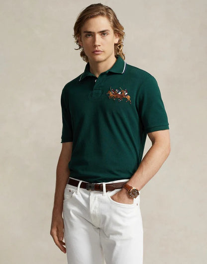 RALPH LAUREN CUSTOM FIT TRIPLE PONY POLO | GREEN