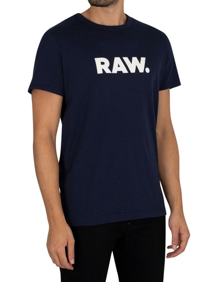 G-STAR RAW T-SHIRT SLIM FIT ROUND NECK-D BLUE