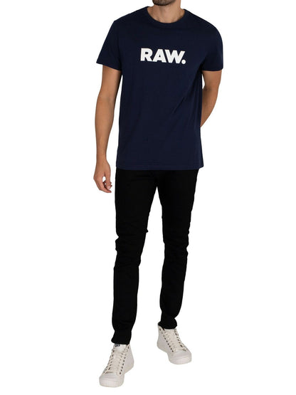 G-STAR RAW T-SHIRT SLIM FIT ROUND NECK-D BLUE