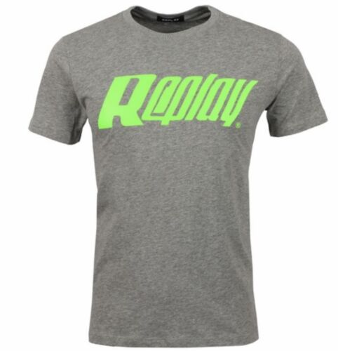 REPLAY.-LOGO PRINT CREW-NECK T-SHIRT | GREY