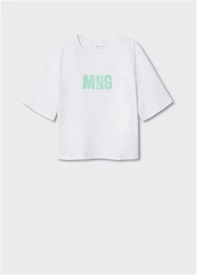 M.A.N.G.O-WOMEN SEQUINNED T-SHIRT | WHITE