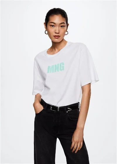 M.A.N.G.O-WOMEN SEQUINNED T-SHIRT | WHITE