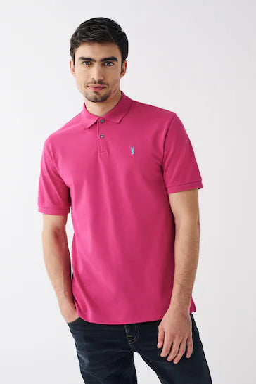 NEXT.- PIQUE POLO SHIRT-MEN | BRIGHT PINK