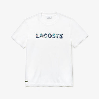 LACOSTE HAWAIIAN LETTERING PRINT REGULAR FIT T-SHIRT |  WHITE