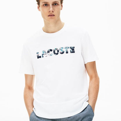 LACOSTE HAWAIIAN LETTERING PRINT REGULAR FIT T-SHIRT |  WHITE