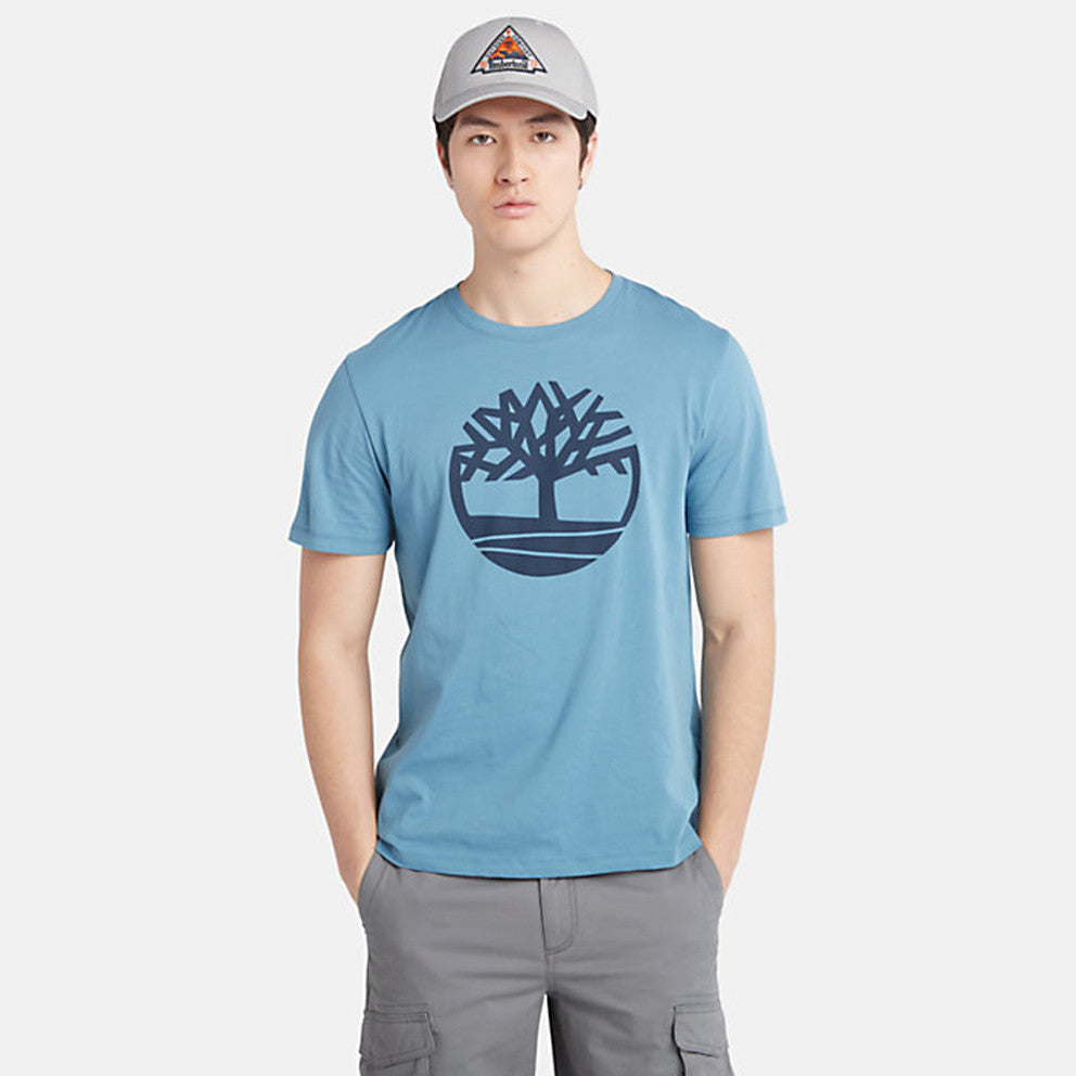 TIMBERLAND-REGULAR FIT-STACK LOGO TEE SHIRT | GREENISH BLUE