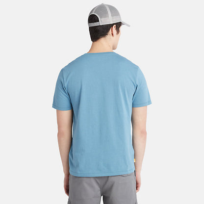 TIMBERLAND-REGULAR FIT-STACK LOGO TEE SHIRT | GREENISH BLUE