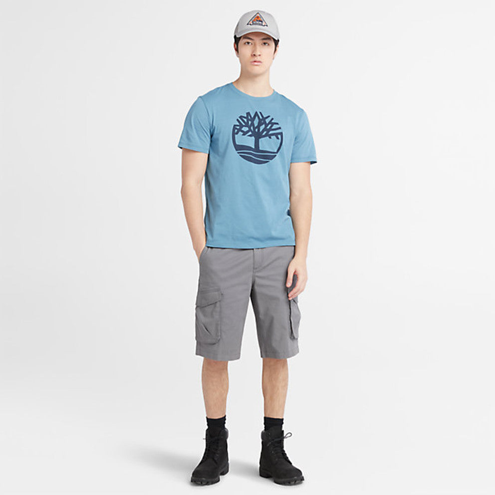 TIMBERLAND-REGULAR FIT-STACK LOGO TEE SHIRT | GREENISH BLUE