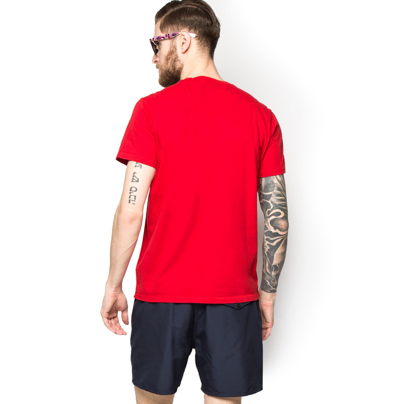 TIMBERLAND-REGULAR FIT-STACK LOGO TEE SHIRT | RED & OLIVE