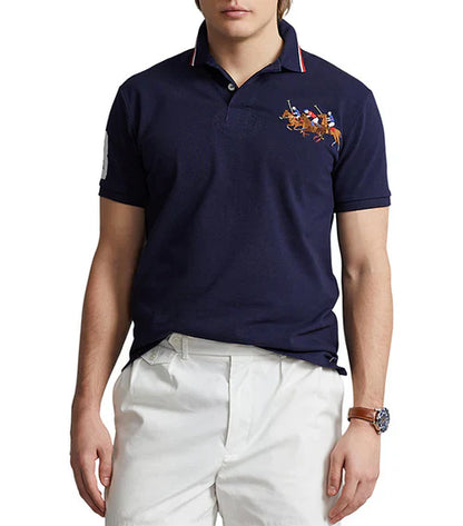 RALPH LAUREN CUSTOM FIT TRIPLE PONY POLO | NAVY